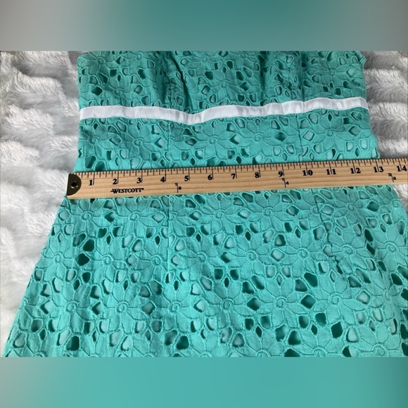Lilly Pulitzer Size 0 Eyelet Layered Vintage Teal Green Empire  Waist Dress - Picture 6 of 14